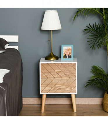 Nordic Style 2 Drawers Side Cabinet Wooden Bedside Table Storage Chest
