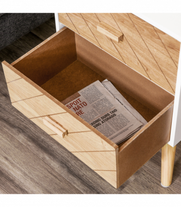 Nordic Style 2 Drawers Side Cabinet Wooden Bedside Table Storage Chest