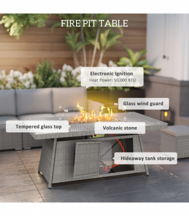 Outdoor Fire Pit Table Set - 50,000 BTU Heat Output for Relaxation