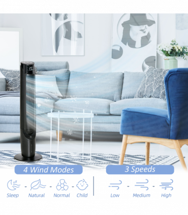 Quiet Air Cooler, Home Evaporative Ice Cooling Tower Fan Bedroom, Black