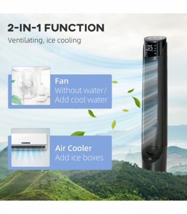 Quiet Air Cooler, Home Evaporative Ice Cooling Tower Fan Bedroom, Black