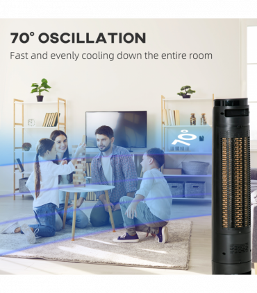 Quiet Air Cooler, Home Evaporative Ice Cooling Tower Fan Bedroom, Black