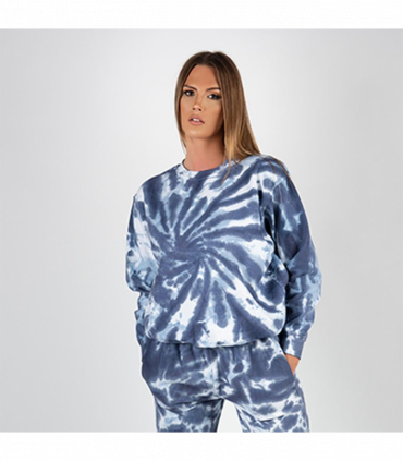 Wellworth Loungewear 2pcs Set for Women Tie Dye Sweatshirt & Pyjama Set, Blue S