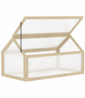 Wooden Cold Frame Greenhouse Garden Polycarbonate Grow House, Natural Outsunny
