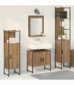 vidaXL Bathroom Furniture Set with Door 4 pcs Brown 33 x 33 x 185.5 cm