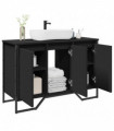 vidaXL Bathroom Sink Cabinet Black 91x35x60 cm Engineered Wood