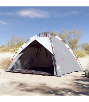 vidaXL Beach Tent 3-Person Grey Quick Release Waterproof