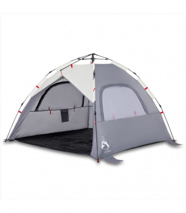 vidaXL Beach Tent 3-Person Grey Quick Release Waterproof
