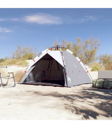 vidaXL Beach Tent 3-Person Grey Quick Release Waterproof
