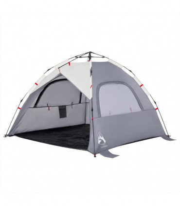 vidaXL Beach Tent 3-Person Grey Quick Release Waterproof