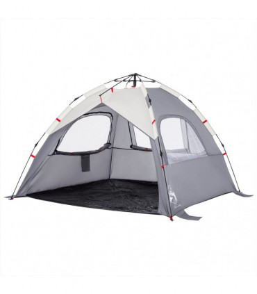vidaXL Beach Tent 3-Person Grey Quick Release Waterproof