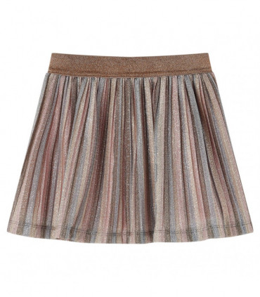 Kids' Pleated Skirt with Glitters Brown and Pink 104