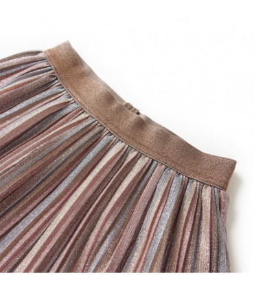 Kids' Pleated Skirt with Glitters Brown and Pink 116