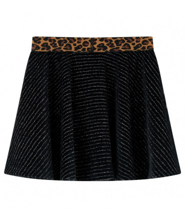 Kids' Skirt with Leopard Waistband Black 128
