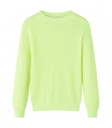 Kids' Sweater Knitted Neon Yellow 128