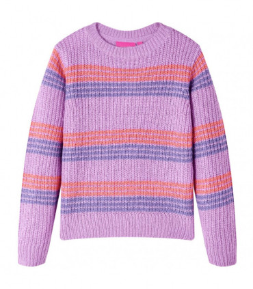 Kids' Sweater Stripes Knitted Lilac and Pink 128
