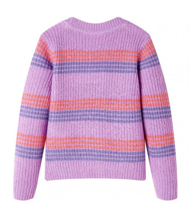 Kids' Sweater Stripes Knitted Lilac and Pink 140