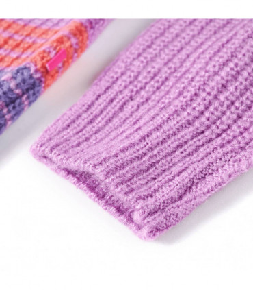 Kids' Sweater Stripes Knitted Lilac and Pink 140