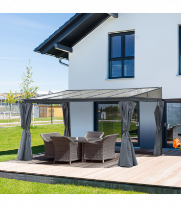 Outdoor Hardtop Pergola Party Tent Garden Waterproof , 4 x 3m, Grey