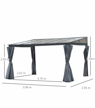 Outdoor Hardtop Pergola Party Tent Garden Waterproof , 4 x 3m, Grey