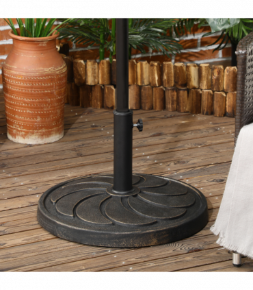 Outsunny 18kg Round Resin Garden Parasol Base for Poles of 38mm-48mm