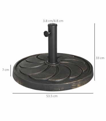 Outsunny 18kg Round Resin Garden Parasol Base for Poles of 38mm-48mm