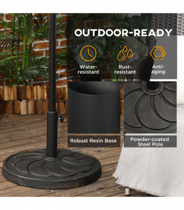Outsunny 18kg Round Resin Garden Parasol Base for Poles of 38mm-48mm