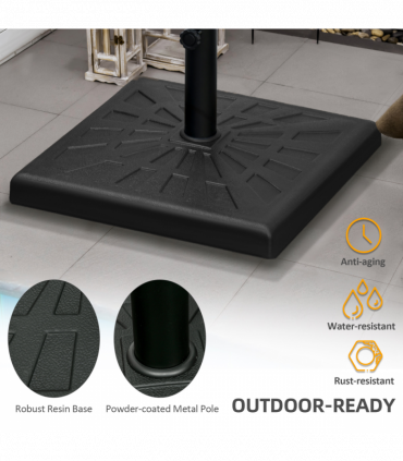 Outsunny 19kg Square Resin Garden Parasol Base for Poles of 32mm, 38mm, 48mm