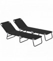 Outsunny 2 Piece Reclining Chaise Lounge with Adjustable Backrest, Black