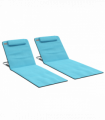 Outsunny 2 Pieces Outdoor Beach Mat Steel Reclining Chair Set Light Blue