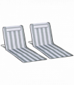 Outsunny 2 Pieces Outdoor Beach Mat Steel Reclining Chair Set w/ Pillow Grey