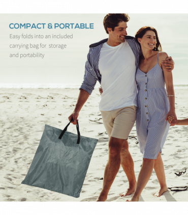 Outsunny 2 Pieces Outdoor Beach Mat Steel Reclining Chair Set w/ Pillow Grey