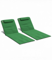Outsunny 2 Pieces Outdoor Beach Mat Steel Reclining Chair Set with Pillow Green