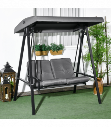 Outsunny 2 Seater Garden Outdoor Swing Chair Hammock w/ Adjustable Canopy