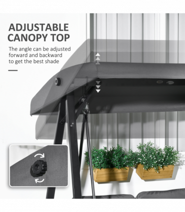 Outsunny 2 Seater Garden Outdoor Swing Chair Hammock w/ Adjustable Canopy