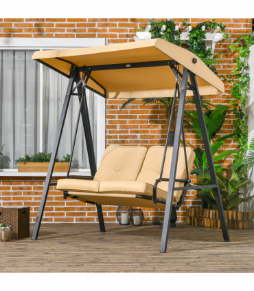 Outsunny 2 Seater Garden Outdoor Swing Chair Hammock with Adjustable Canopy