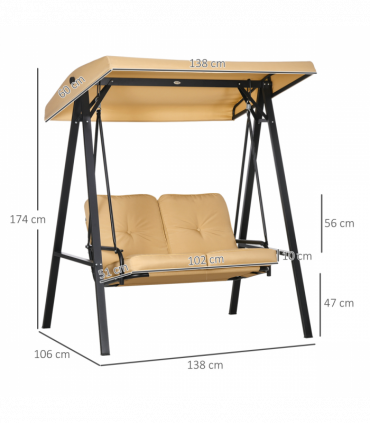 Outsunny 2 Seater Garden Outdoor Swing Chair Hammock with Adjustable Canopy