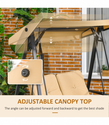 Outsunny 2 Seater Garden Outdoor Swing Chair Hammock with Adjustable Canopy
