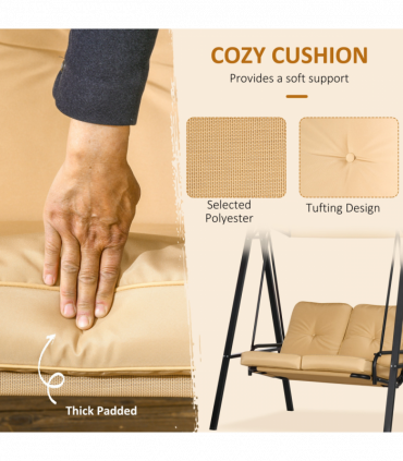 Outsunny 2 Seater Garden Outdoor Swing Chair Hammock with Adjustable Canopy