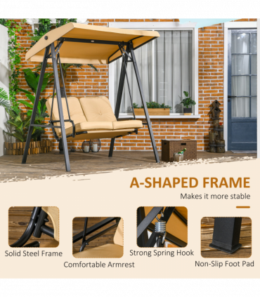 Outsunny 2 Seater Garden Outdoor Swing Chair Hammock with Adjustable Canopy