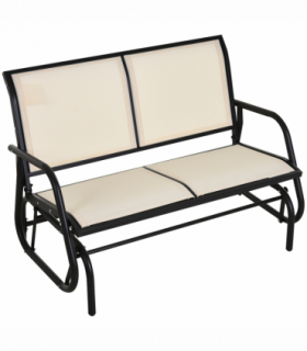 Outsunny 2-Person Patio Glider Bench Gliding Chair Loveseat w/ Armrest Beige