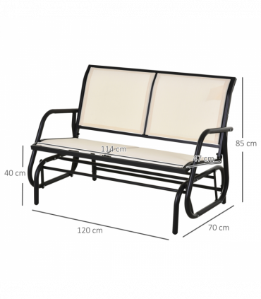 Outsunny 2-Person Patio Glider Bench Gliding Chair Loveseat w/ Armrest Beige