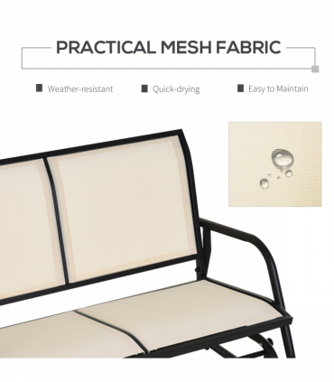 Outsunny 2-Person Patio Glider Bench Gliding Chair Loveseat w/ Armrest Beige