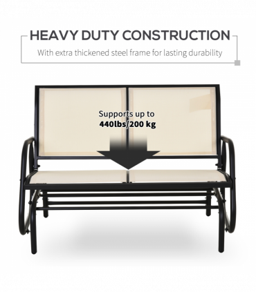 Outsunny 2-Person Patio Glider Bench Gliding Chair Loveseat w/ Armrest Beige