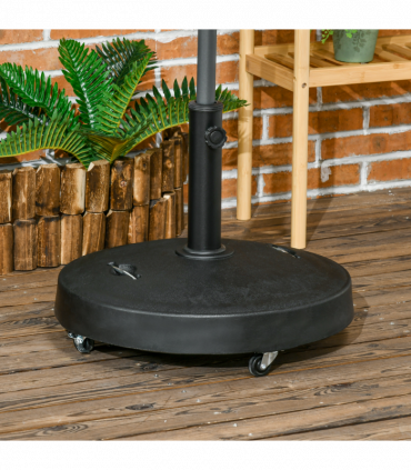 Outsunny 23.5kg Round Resin Garden Parasol Base for Poles of 38mm-48mm