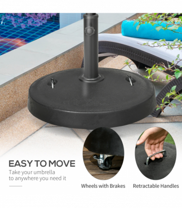 Outsunny 23.5kg Round Resin Garden Parasol Base for Poles of 38mm-48mm