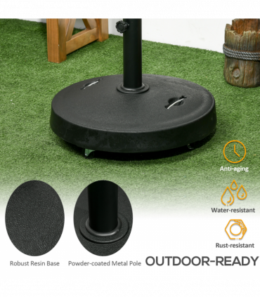 Outsunny 23.5kg Round Resin Garden Parasol Base for Poles of 38mm-48mm