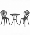 Outsunny 3 PCs Cast Aluminium Bistro Set w/ Parasol Hole for Balcony, Black