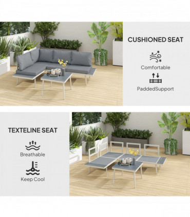 Outsunny 3 Piece Garden Furniture Set with 5-Level Adjustable Lounger, Grey