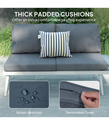 Outsunny 3 Piece Garden Furniture Set with 5-Level Adjustable Lounger, Grey